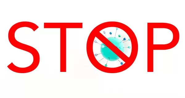 Stop lettering on white, concept of stopping a pandemic