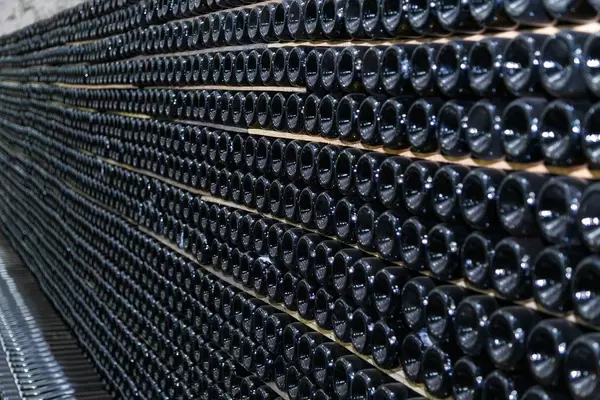 Storing champagne in the winery