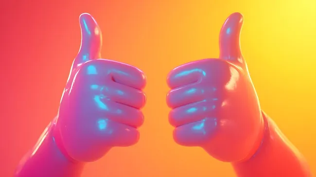 Strahlende Daumen hoch in intensiven Farben