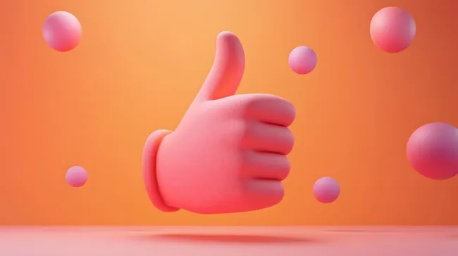 Strahlender Daumen hoch Icon auf Orangenem Hintergrund