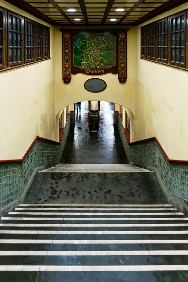 Strairs going down to subway (U-Bahn) platform