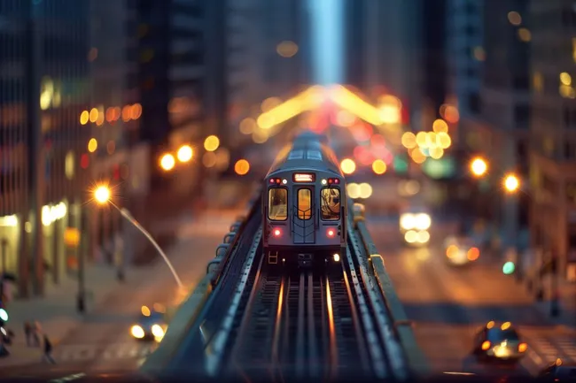 Straßenbahnfahrt durch die nächtliche Großstadt