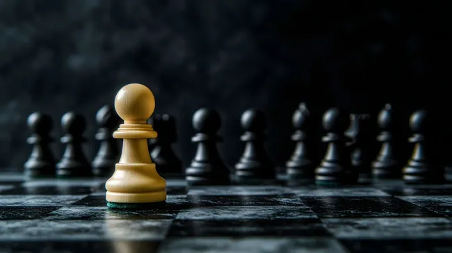 Strategische Schachfiguren in dunkler Umgebung