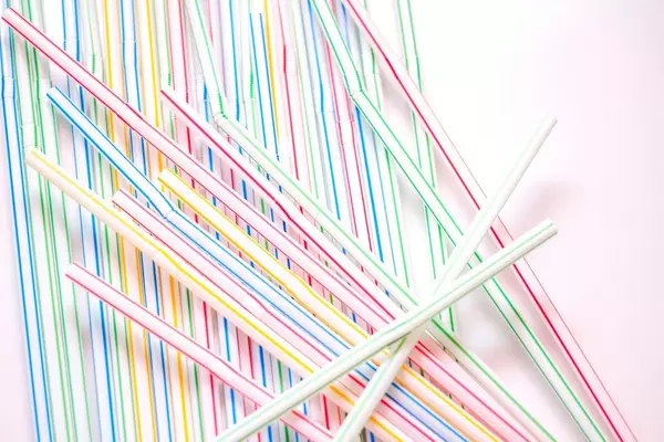 Straw Close-up on a White Background