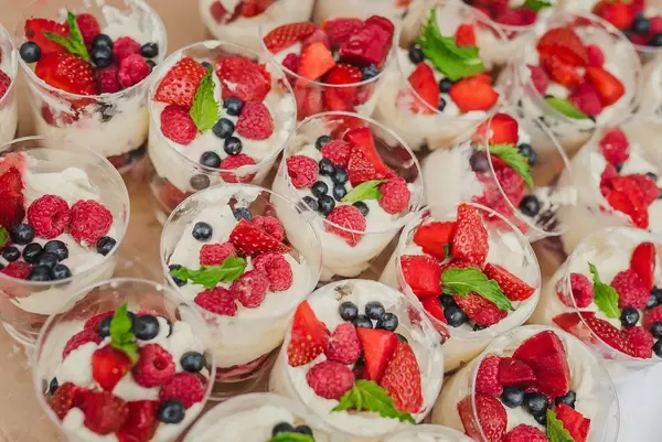 Strawberry, Rasberry Desert With Cream