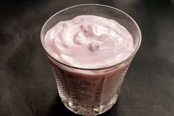 Strawberry yogurt in a glass