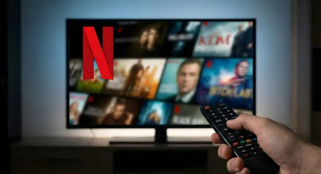 Streaming-Dienst Netflix auf Fernseher im Wohnzimmer