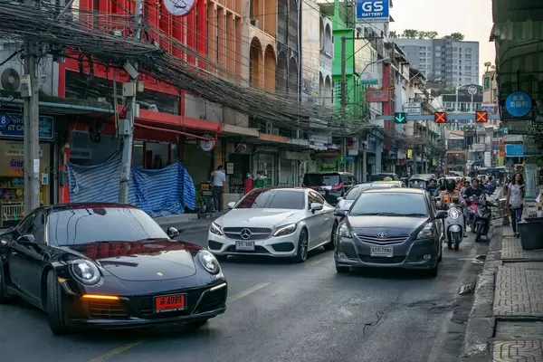 Street Photo of a Traffic Jam in Bangkok, Thailand