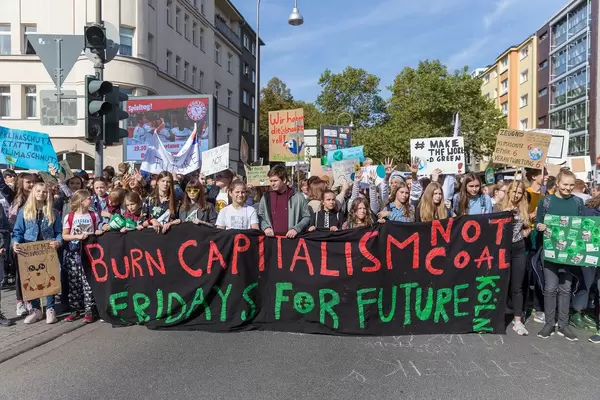 Student movements and Friday for future activists lead the climate strike march in Cologne, Germany