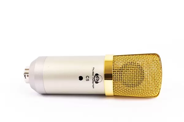 Studio Microphone on the white background with copy space