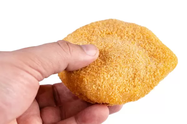 Stuffed Turkey Meat with Ham and Cheese in the hand