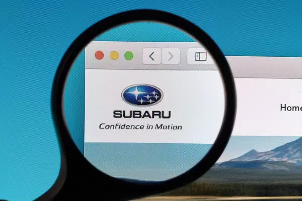 Subaru logo under magnifying glass