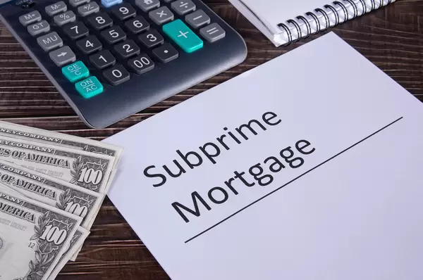 Subprime mortgage form, calculator and money