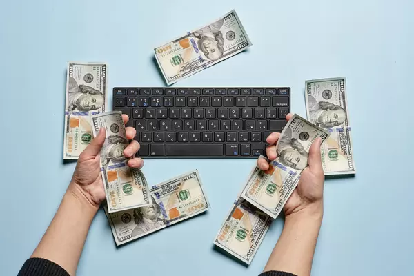 Successful business, online shopping and finance concept