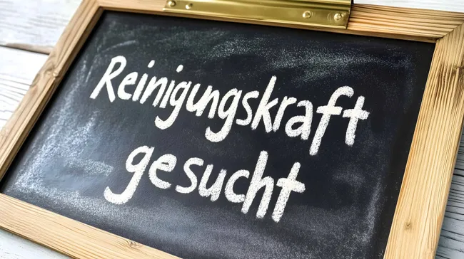 Suche nach Reinigungsfachkraft auf Kreidetafel