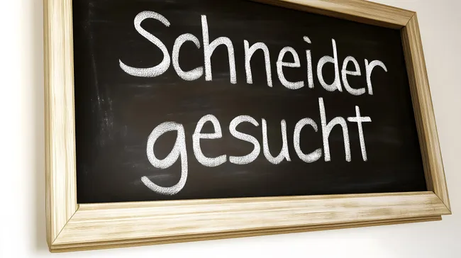 Suchsuche nach Schneider auf schwarzer Tafel