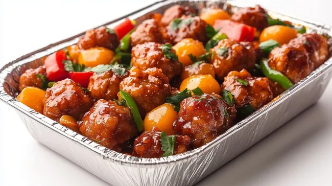Süß-saure Fleischbällchen in knackigem Gemüsebett