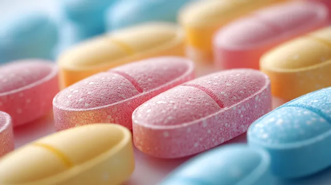 Süße, bunte Gelee-Bonbons vor türkisem Hintergrund