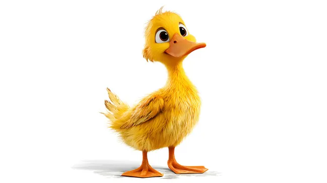 Süße Cartoon-Ente mit großen Augen