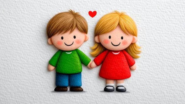 Süße Cartoon-Figuren in Liebesszene