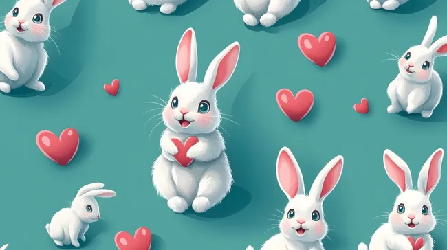 Süße Cartoon-Kaninchen mit Herzen