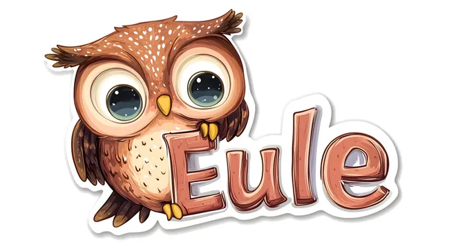 Süße Eule mit Schriftzug auf weißem Hintergrund