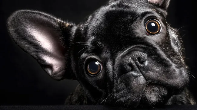 Süße Französische Bulldogge mit großen Augen
