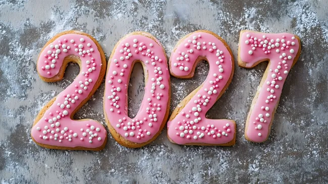 Süße gebackene 2027-Zahlen mit Zuckerguss
