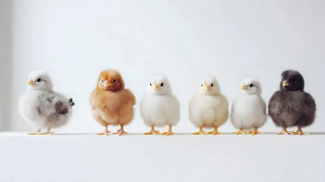 Süße Hühnerbabys in einer Reihe