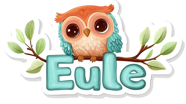 Süße Illustration der Eule auf Zweig mit grünem Text