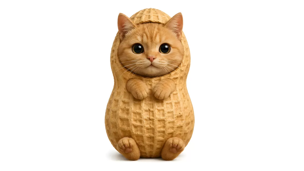 Süße Katze schaut aus einer Erdnussschale heraus