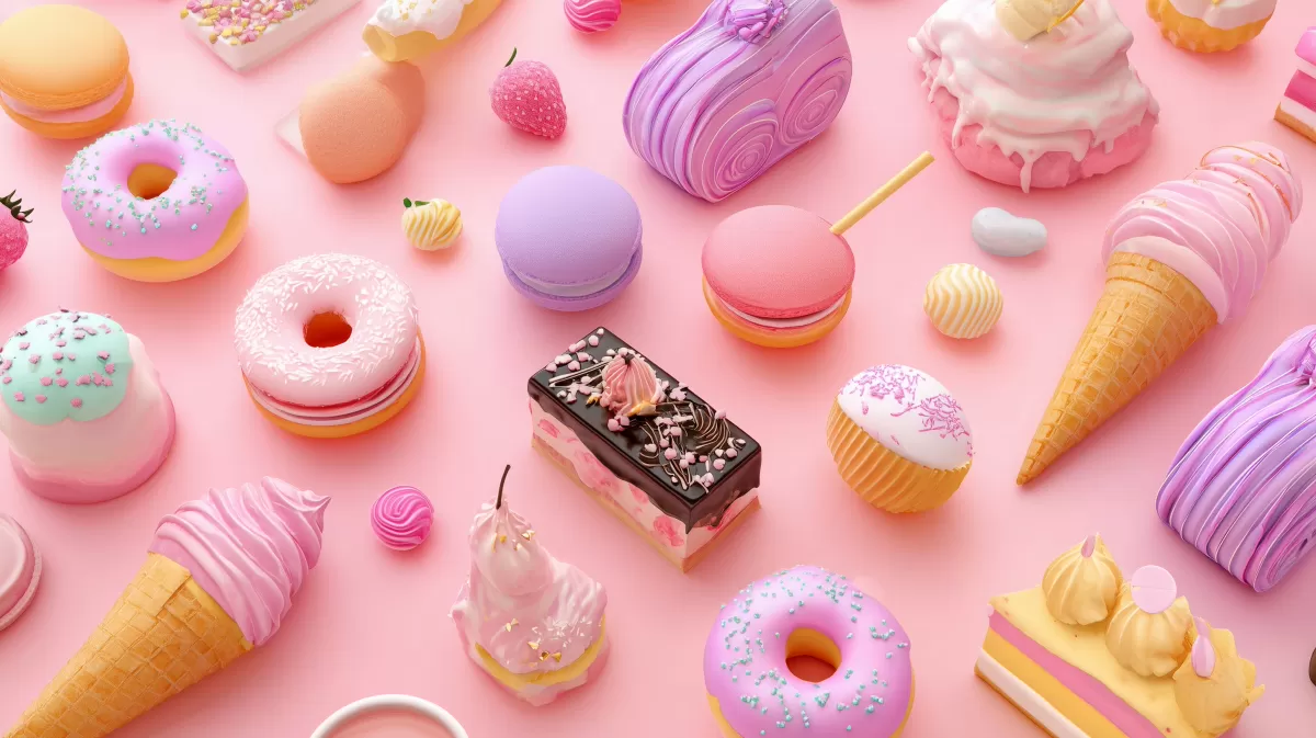 Süße Leckereien in pastelligen Farben