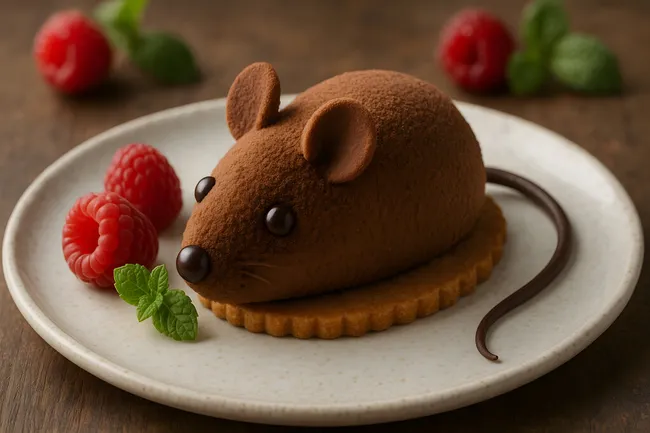 Süße Maus-Torte mit Himbeeren und Minze