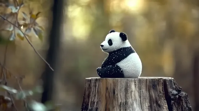 Süße Pandafigur im Waldmotiv