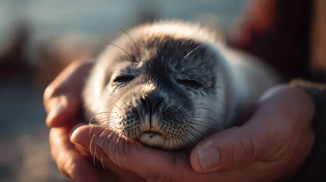 Süße Robbe in liebevoller Umarmung
