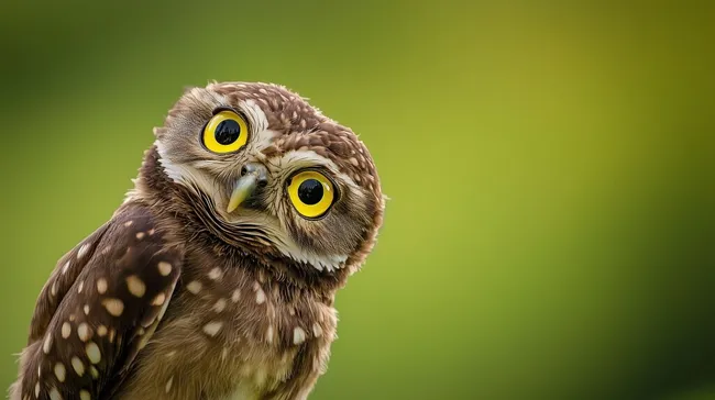 Süße Waldkauz-Eule mit großen gelben Augen