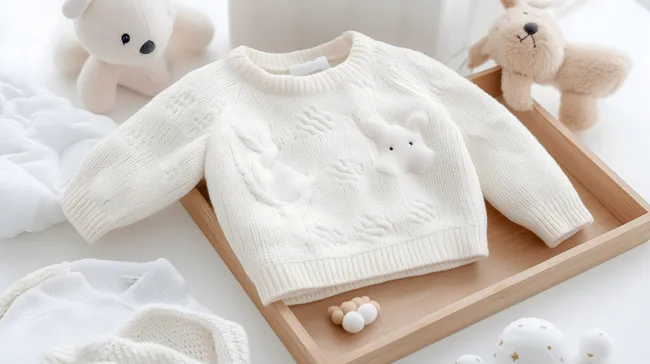 Süßer Baby-Pullover mit Teddy-Motiv und Strukturstrick