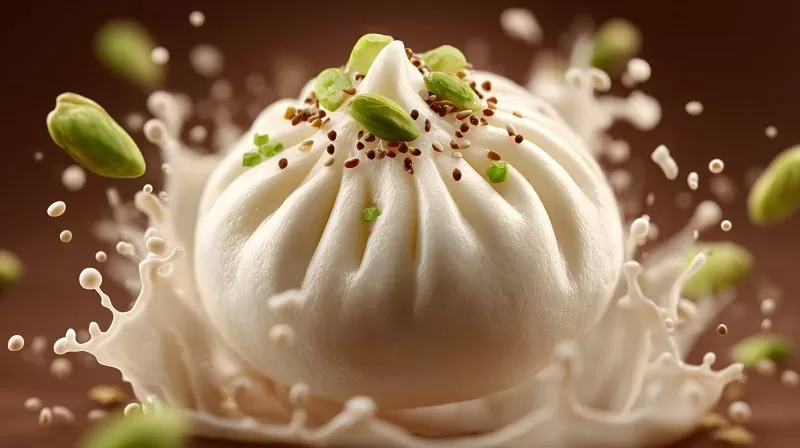 Süßer Bao mit Pistazien und Milchcreme in Spritzmoment