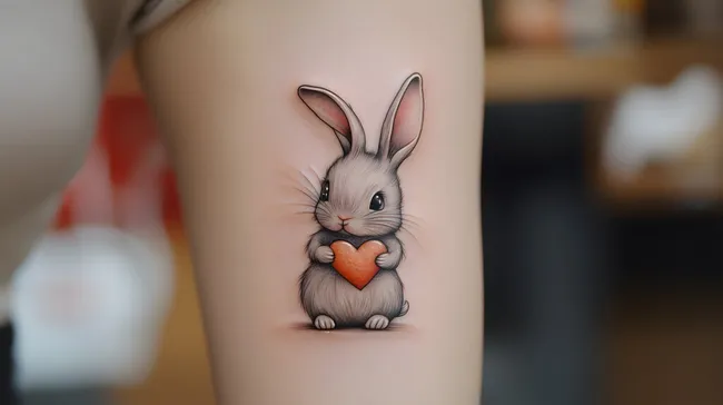 Süßer Cartoon-Hase mit Herzförmigem Plüsch