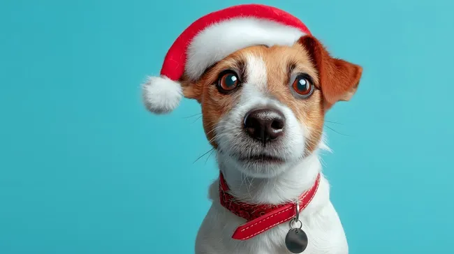 Süßer Hund im Weihnachtsoutfit