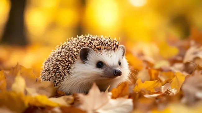 Süßer Igel im Herbstlaub