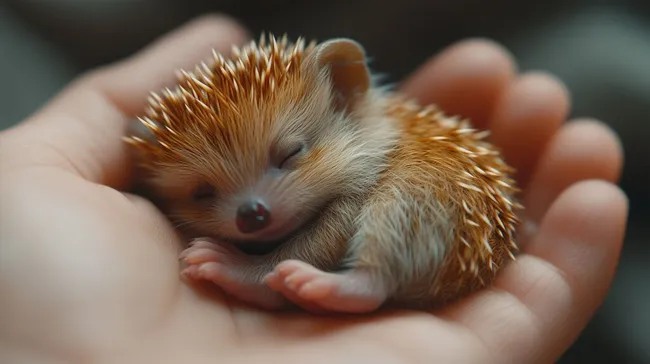 Süßer Igel in menschlicher Hand - Nahaufnahme