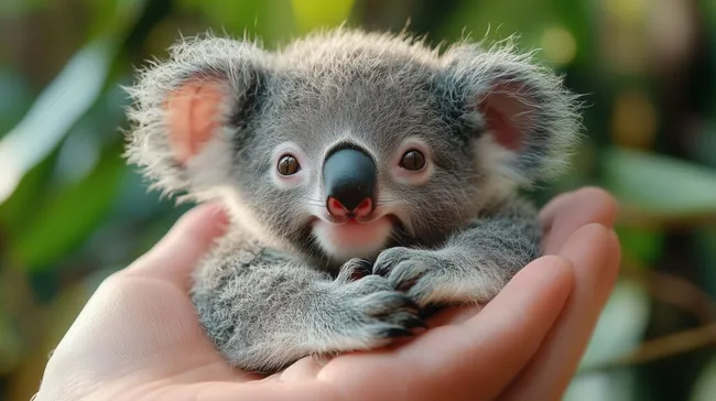 Süßer Koalababy in menschlichen Händen