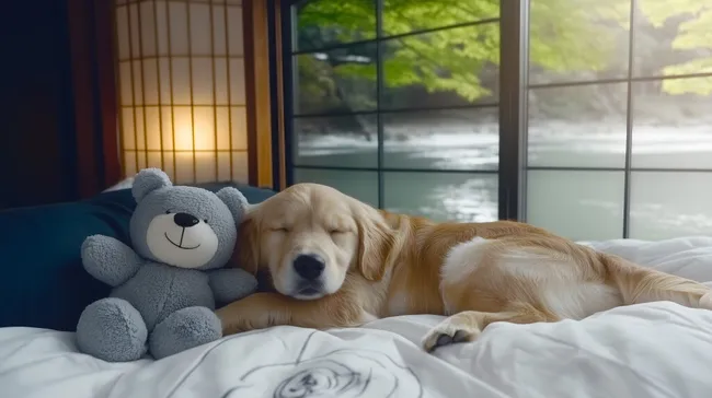 Süßer Retriever-Welpe beim Mittagsschläfchen