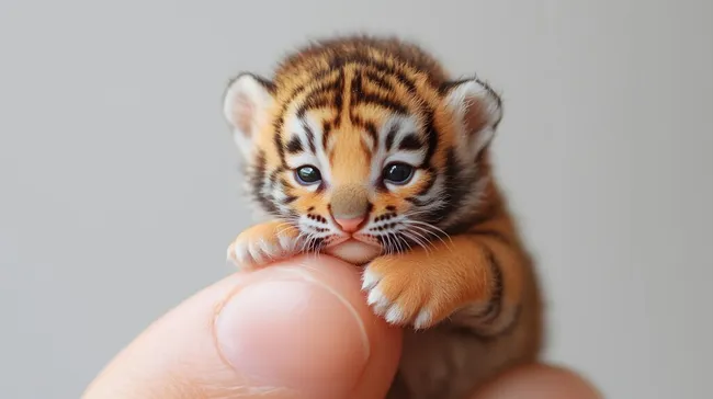 Süßer Tigerkub auf dem Finger