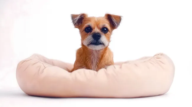 Süßer Yorkshire-Terrier auf gemütlichem Hundebett