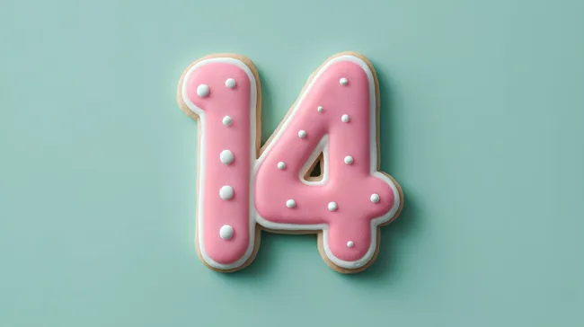 Süßer Zahlen-Cookie für Kinder zum 14. Geburtstag