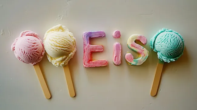 Süßes Eis-Arrangement mit Buchstaben