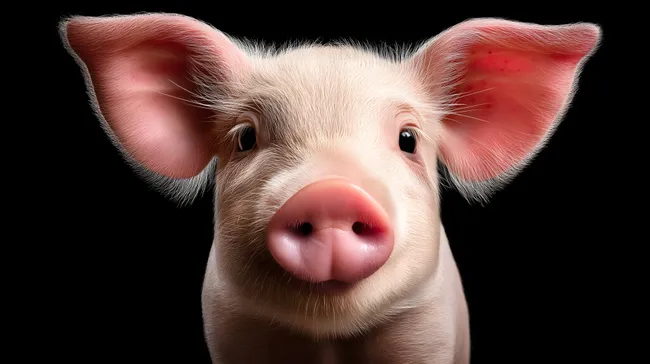 Süßes Ferkelgesicht auf schwarzem Hintergrund