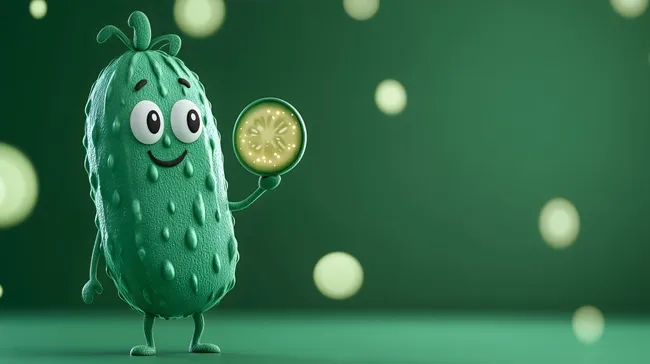 Süßes Gurken-Maskottchen mit Zitrone